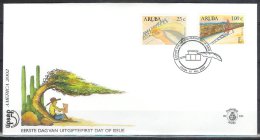 Mef101fb UPAEP ANALFABETISME SCHRIJVEN CACTUS BOOM TREE WRITING READING ALPHABETHISM INKPEN ARUBA 2002 FDC - Cactus