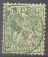 1867 Sitzende Helvetia Weißes Papier 25c Zum 40 / Mi 32 / Sc 55 / YT  45 Gestempelt / Oblitéré / Used [lie] - Used Stamps