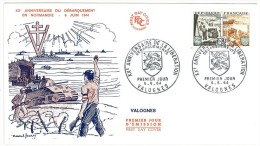 FRANCIA -  ANNO 1964 - ANNULLO VALOGNES - ANNIVERSARIO DELLA LIBERAZIONE - SBARCO IN NORMANDIA - Storia Postale