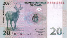 CONGO 20 Centimes  Daté Du 01-11-1997     Pick 83a     ***** BILLET  NEUF ***** - Republik Kongo (Kongo-Brazzaville)