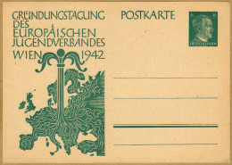 Carte Entier Postal Deutsches Reich Grundungstagung Des Europaeischen Jugendverbandes Wien 1942 - Vienna Center
