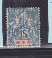 RÉUNION N° 37  15C BLEU TYPE GROUPE ALLÉGORIQUE OBL - Used Stamps