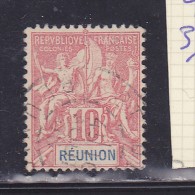 RÉUNION N°47 10C ROUGE TYPE GROUPE ALLÉGORIQUE OBL - Used Stamps