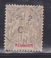 RÉUNION N°48 15C GRIS TYPE GROUPE ALLÉGORIQUE OBL - Used Stamps