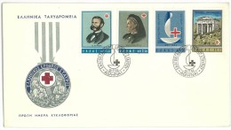 GRECIA  - GREECE 1963 The 100th Anniversary Of The Red Cross - FDC