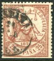 Edifil 147, 25 Cts Castaño De 1874 Usado, Cancelador España - Used Stamps