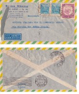Busta Commerciale Posta Aerea Par Avion Viaggiata 1949 Brasile Roma Francobollo Brasiliano 1946 - Storia Postale