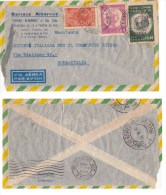 Busta Commerciale Posta Aerea Par Avion Viaggiata 1949 Brasile Roma Francobolli Brasiliani 1945/1948 - Cartas & Documentos