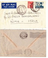 Busta Posta Aerea Air Mail Par Avion Viaggiata 1946 Egitto Roma Francobolli Egiziani 1939/1945 Bei Timbri - Lettres & Documents