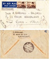 Busta Posta Aerea Air Mail Par Avion Viaggiata 1946 Egitto Roma Francobolli Egiziani 1939 Bei Timbri - Brieven En Documenten