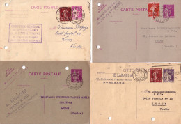 TYPE PAIX - 8 ENTIERS POSTAUX - AVEC 40 ET 55c - DIVERS AFFRANCHISSEMENTS ET OBLITERATION. - Colecciones & Series: PAP