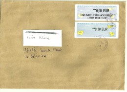 Lettre Le Cannet 06 Affranchie 2 Vignettes Oblitérée Cad 00845A Pour Ste-Marie La Réunion - 2000 « Avions En Papier »