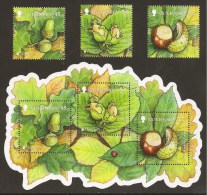 GUERNSEY  - EUROPA 2011 -TEMA ANUAL  " BOSQUES".- SERIE De 3 V.+ HOJITA BLOQUE De 3 V.:   - DENTADOS - 2011