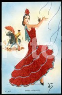 OLD POSTCARD BORDEE BORDADO FLAMENGO GIPSY DANCE ANDALUCIA ESPAÑA SPAIN CARTE POSTALE - Sonstige & Ohne Zuordnung