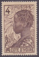 Cote D'Ivoire - N° 111 * Femme Baoulé 4c Brun - Unused Stamps
