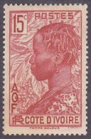 Cote D'Ivoire - N° 114 * Femme Baoulé 15c Rouge - Ongebruikt