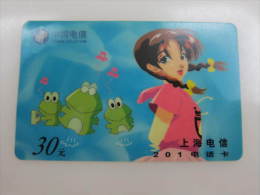China Prepaid Phonecard,Cartoon Girl And  Frog,used - Chine