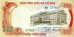 VIETNAM SOUTH 500 DONG ORANGE BUILDING FRONT TIGER ANIMAL BACK PREFIX#G4 ND(1972) P33a UNC READ DESCRIPTION - Vietnam