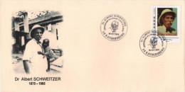 Cachet Temporaire + Timbre Personnalisé Albert SCHWEITZER Expo KAYSERSBERG 100 Ans Départ Gabon L4 - Albert Schweitzer