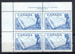 Canada 1957 5 Cent David Thompson Issue #350  Inscription Block  MNH - Ongebruikt