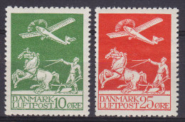 Denmark 1925 Mi. 143, 145    10 Øre & 25 Øre Flugpostmarken Airmail Arienne 100,- € MH* (2 Scans) - Luftpost