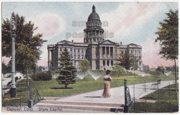 USA - DENVER CO ~ STATE CAPITOL C1900s ~ WOMAN - LAWN SPRINKLERS ~ Vintage Colorado Postcard [4659] - Denver