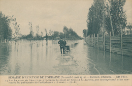 TOURS -  Semaine D'Aviation De Touraine - Crue Du Cher 1910 , Route De St Avertin Inondée - Tours