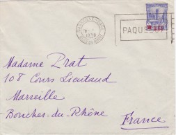 TUNISIE  1938  LETTRE MARITIME  PAQUEBOT  LETTRE CACHET D'ARRIVEE - Brieven En Documenten