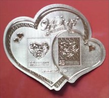 Gold Foil Taiwan 2013 Valentine Day Stamps S/s Love Heart Rose Flower Heart-shaped Number Code Unusual - Neufs