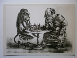 OLD Postcard  A.Paul Weber Kritischer Kaiender - CHESS - RUSSIAN EDITION - Chess
