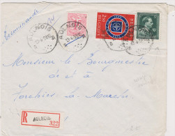 COB 1007 Sur Lettre Recomandée De Aulnois - Briefe U. Dokumente