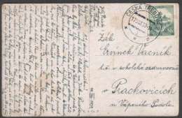 BuM1163 - Böhmen Und Mähren (1939) Ceska Trebova 2 (czech. Postmark) Postcard, Tariff: 50h (stamp: Castle Karlstejn) - Storia Postale