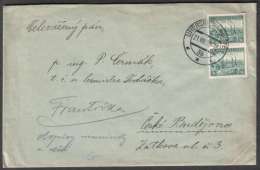 BuM1125 - Böhmen Und Mähren (1939) Uherske Hradiste (czech. Postmark) Letter, Tariff: 1,00K (stamp: 2x 50h City Plzen) - Storia Postale