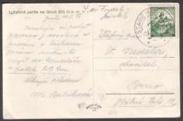 BuM1116 - Böhmen Und Mähren (1940) Stare Hamry (czech. Postmark) (postcard: Grun, 825 M) Tariff: 50h (stamp: Karlstejn) - Storia Postale