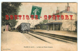 78  PLAISIR GRIGNON < VISUEL UNIQUE Sur D* < GARE < CARTE COULEUR VOYAGEE 1908 < TRAIN < BAHNHOF < RAILWAY < DOS SCANNE - Plaisir