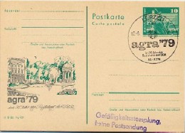 DDR P79-10-79 C86 Postkarte PRIVATER ZUDRUCK Agra Inselpavillon Leipzig Sost. 1979 - Cartes Postales Privées - Oblitérées