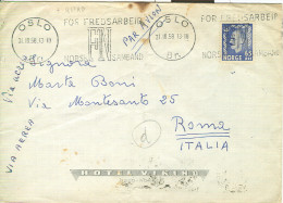 HOTEL VIKING, OSLO, FOR FREDSARBEID, NORSK SAMBAND, 1958,  X ITALIA ROMA, - Covers & Documents
