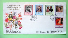 Barbados 1986 FDC Cover - Queen Birthday - Scott 675/679 = 3.40 $ - Flowers - Barbades (1966-...)