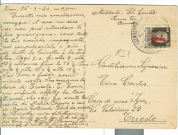 STORIA POSTALE, IMPERIALE Cent.30 SOPRAST., 1944, C.P. FIUME - TRIESTE, - Marcophilie