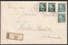 BuM1035 - Böhmen Und Mähren (1943) Nusslau - Nosislav (R-letter) Tariff: 4,20K (stamp: Adolf Hitler) - Storia Postale