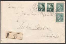 BuM1035 - Böhmen Und Mähren (1943) Nusslau - Nosislav (R-letter) Tariff: 4,20K (stamp: Adolf Hitler) - Briefe U. Dokumente