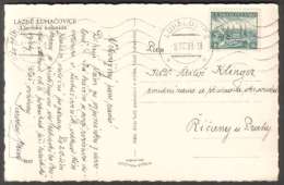 BuM0597 - Böhmen Und Mähren (1939) Luhacovice (machine Postmark) Postcard: Spa Luhacovice - Collonade; Tariff: 50h - Storia Postale