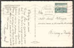 BuM0597 - Böhmen Und Mähren (1939) Luhacovice (machine Postmark) Postcard: Spa Luhacovice - Collonade; Tariff: 50h - Briefe U. Dokumente