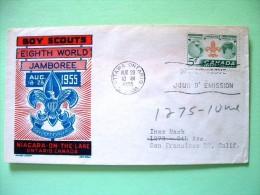 Canada 1955 FDC Cover To USA - Scouts Eagle Arms Earth Globe - Lettres & Documents