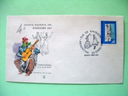 Argentina 1964 FDC Cover - Folklore Festival - Clown Music Guitar Dance Cancel - Lettres & Documents