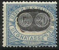 SAN MARINO 1931 SEGNATASSE MASCHERINE TAXES TASSE SOPRASTAMPATO SURCHARGE CENT.20 SU 5 MNH - Portomarken