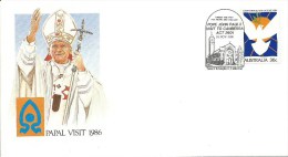 Papal Visit 1986 Special Pope Postmark Papal Visit 24th Nov 1986 Canberra ACT 2601  Unaddressed Cover - Marcofilie