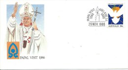 Papal Visit 1986 Special Pope Postmark Papal Visit 29th Nov 1986 Adelaide 5000  Unaddressed Cover - Poststempel