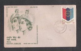 Delcampe - INDIA, 1973, FDC,  NCC Emblem, NCC 25th Anniversary, National Cadet Corps, FPO 1602 Cancellation - FDC
