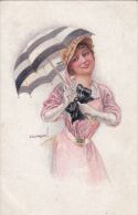 CPA USABAL- YOUNG GIRL WITH UMBRELLA, CENSORED - Usabal